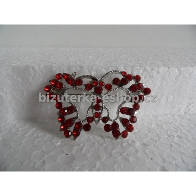 Bizuterka-eshop.cz brož motýl s kamínky červená BZ-04223