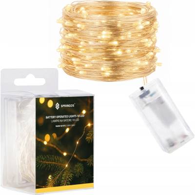 SPRINGOS LED reťaz Nano 1 m 10 LED 2x AA teplá biela