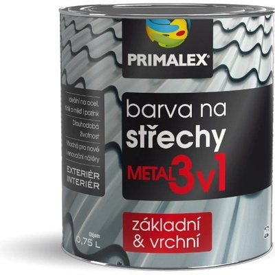 PRIMALEX Metal 3v1 farba na strechy 9L sivá
