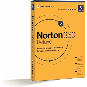 Symantec NORTON 360 DELUXE 50GB +VPN 1 lic. 5 lic. 36 mes.