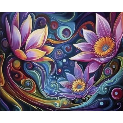 Norimpex - Puzzle Diamant painting: Abstract flowers 30x40cm - 1 - 39 piese