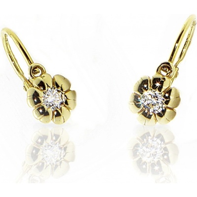 Jan Kos jewellery zlaté náušnice s bílým kamenem 47100142