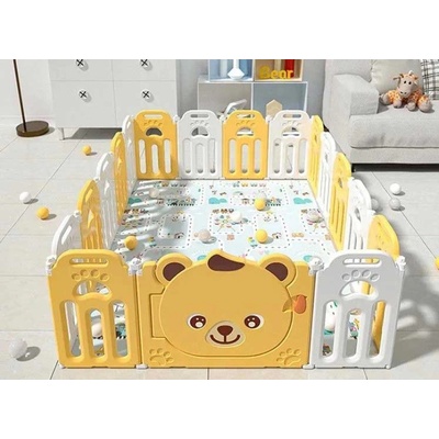 Feelkids Бебешка ограда Feelkids - Мече, 163 x 243 x 66 cm, жълта (FQ-WL-QD043-Y)