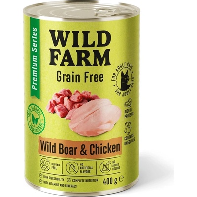 WILD FARM Premium Grain Free Wild Boar and Chicken 400g - беззърнена храна за котки