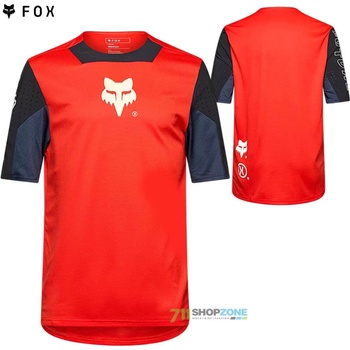 FOX Yth Defend Ss Elevated Fluorescent Red