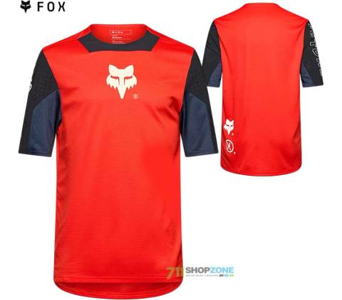 FOX Yth Defend Ss Elevated Fluorescent Red
