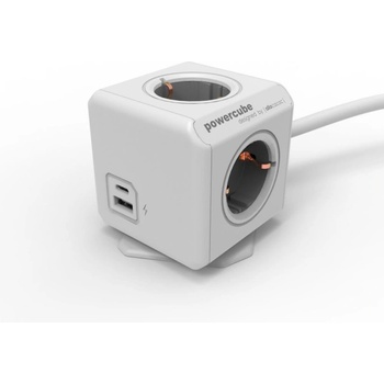 DesignNest PowerCube Extended 10435 разклонител, 4 гнезда, USB A+C 1.5м кабел (10435-DEEUAC)