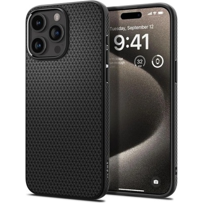 Apple Силиконов калъф Spigen Liquid Air Apple iPhone 15 Pro Max Matte Black