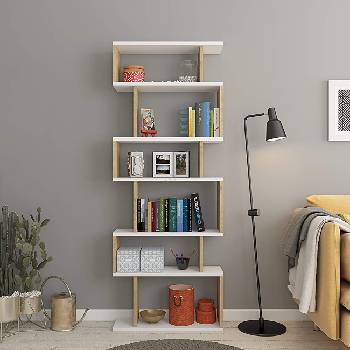 ASIR GROUP Етажерка за книги BATES 160x60 см бял/дъб (AS1937)