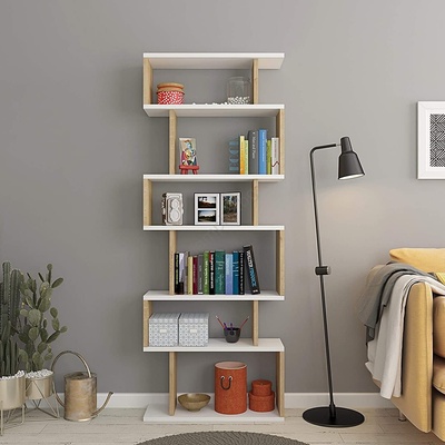 ASIR GROUP Етажерка за книги BATES 160x60 см бял/дъб (AS1937)