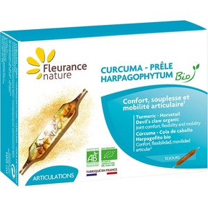 Fleurance Nature Здрави стави - Куркума + Дяволски нокът и Полски хвощ Био, 10 ампули за пиене Fleurance Nature (111157 (11115) FN)