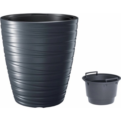 Prosperplast Květináč s vkladem MAZE antracit 37,5 cm