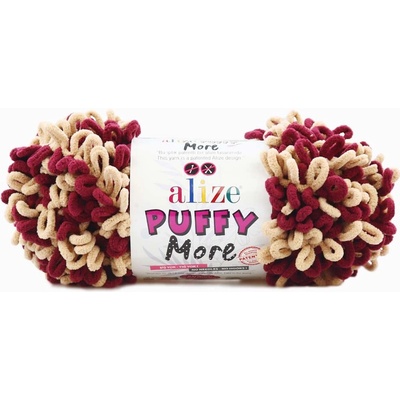 Alize příze Puffy More 6296 bordó a béžová