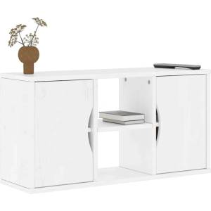 vidaXL ТВ шкаф „ODDA бял 79x24x40 см масивна дървесина бор (4103604)
