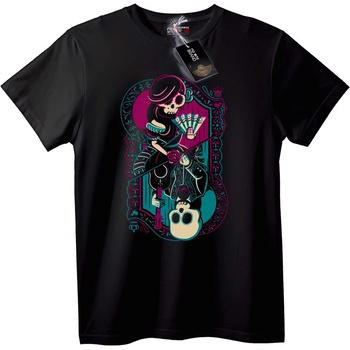 NOONEBRAND Тениска Музикална Дама с Шарен Череп - 4XL, Black
