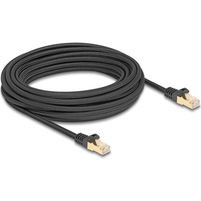 Delock RJ45 мрежов кабел с плетена обвивка Cat. 6A S/FTP мъжки към мъжки 10 m черен
