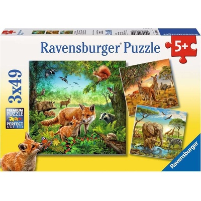 Ravensburger Zvířata na zemi 3 x 49 dílků