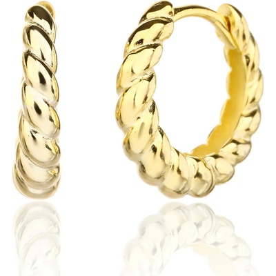 Bealio 14201 stříbrné náušnice KROUŽKY propletené 13 mm zlacené 03-14201-4276