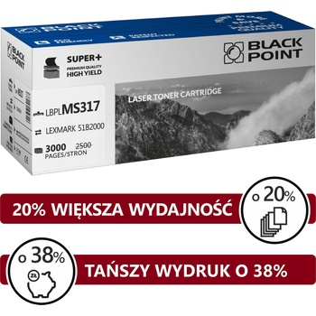 Compatible LBPLMS317 Черна тонер касета за Lexmark 51B2000 (BLLMS317SBCBW)