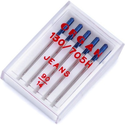 Strojové ihly Jeans 90;100;110 Organ - (90/14) nikel (5 krab.)