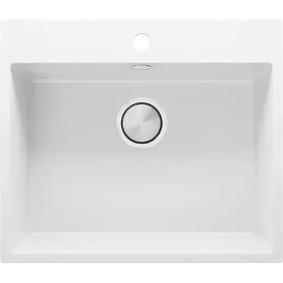 Твоят Стил Бяла кухненска гранитна мивка Рига 60 XL 580 x 500 мм