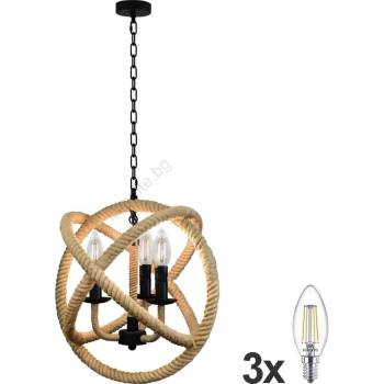Polux LED Пендел ROPE GLOBO 3xE14/4, 3W/230V (LEDSA0632)