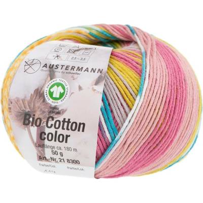 Austermann BIO COTTON COLOR - 100% organická bavlna - Ručně pletací příze Barva: 114 CANDY