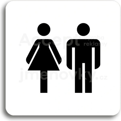 ACCEPT Piktogram WC ženy, muži - bílá tabulka - černý tisk bez rámečku