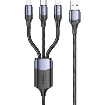 USAMS Кабел за бързо зареждане и данни USAMS SJ511 U71 All-in-one, 1.2м, черен (SJ511USB01)