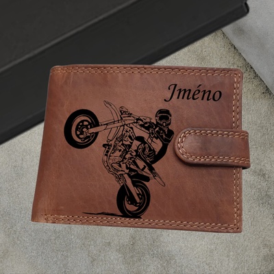 Pánská peněženka s motivem motorky Pravá kůže