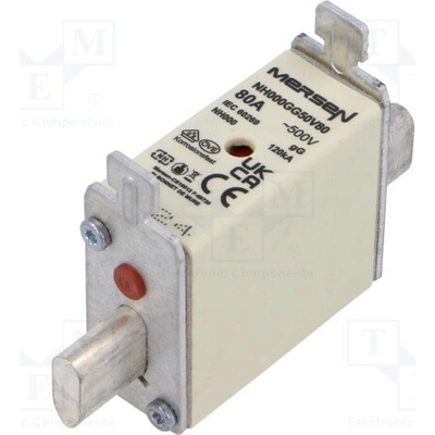 MERSEN NH000GG50V80 Pojistka: tavná; 80A; 500VAC; 250VDC; gG; keramická,průmyslová