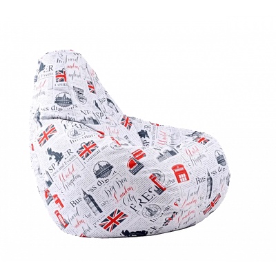 Pufrelax Пуф круша за деца 4-14 г. , 160л. , Nirvana Light, Good Old News, Водоустойчив, Перящ се калъф, Пълнеж от Полистиролни перли, принт