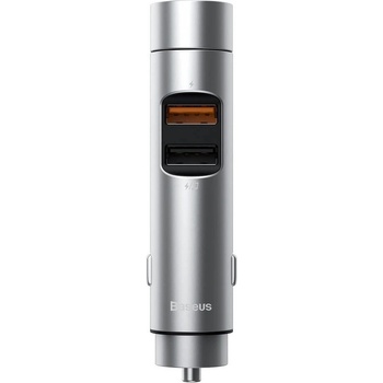 Baseus Energy Column Bluetooth FM Transmitter (CCNLZ-C0S) - блутут FM трансмитер и зарядно за кола за мобилни устройства (сребрист)