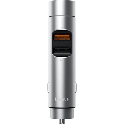 Baseus Energy Column Bluetooth FM Transmitter (CCNLZ-C0S) - блутут FM трансмитер и зарядно за кола за мобилни устройства (сребрист)