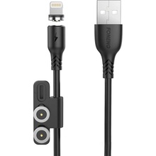 Foneng X62 Magnetický 3v1 z USB na USB-C / Lightning / Micro USB, 2,4 A, 1m, černý