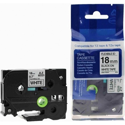 Compatible Съвместима лента с Brother TZ-FX241/TZe-FX241, 18mm x 8m, гъвкави, черен печат/бял фон (TZeFX241)
