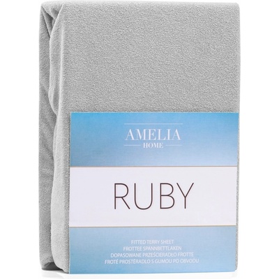 AmeliaHome Froté prostěradlo s gumou Ruby šedé 120-140x200x30