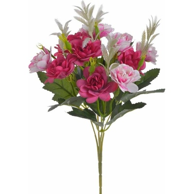 Kytice jiřin 10 květů - fuchsiová/sv. růžová 31 cm