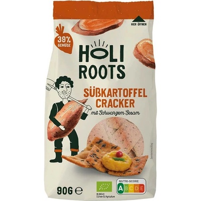 Holiroots Batátové krekry s černým sezamem 90 g