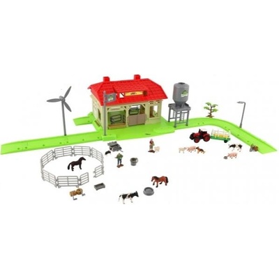 Teddies Комплект домашна ферма с животни и трактор пластмаса с аксесоари