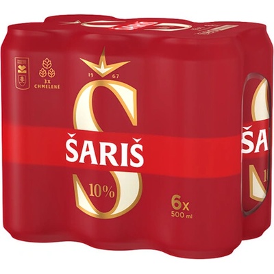 Šariš pivo 10° 6 x 0,5 l (plech)