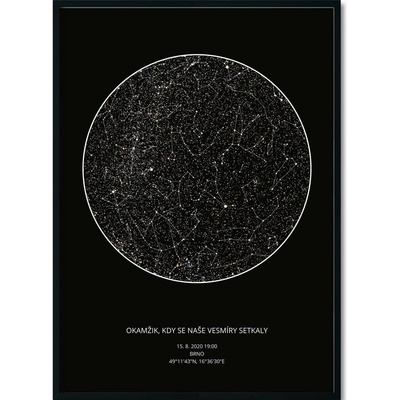 Jen tak z lásky Hvězdná mapa životního okamžiku - Váš originální dárek s hloubkou Rozměr plakátu: 40 × 50 cm (tištěný plakát), Barva pozadí: Planeta – Sleviste.cz