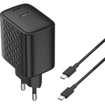 LITO Зарядно - Lito - (LC20T) - с включен кабел Type-C, изход Type-C, PD45W, GaN, PC Fireproof, EU щепсел - Черен