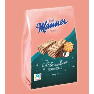 Manner Манер Хрупкави вафли Winterwaffel Кокосови макарони 185гр