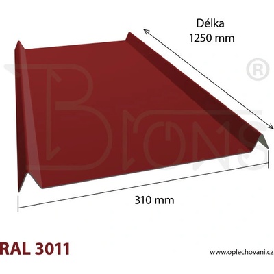 Brons Plechová krytina 31 x 125 cm vínově červená