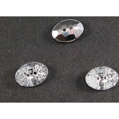 Luxusný kryštálový gombík - ovál špicatý biely - svetlý kryštál - rozmer 1,4 cm x 1 cm