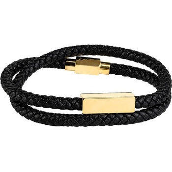 Bellita Черна мъжка гривна със златиста стоманена плочка Bellita (BLT-GB464-G)