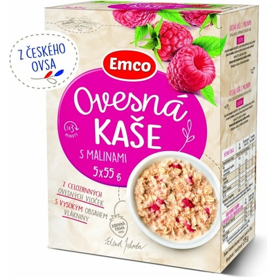 Emco Ovsená kaša s malinami 5 x 55 g
