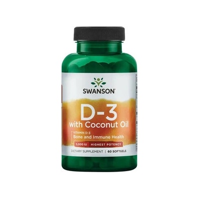 Swanson Vitamín D3 5000 IU s kokosovým olejem 60 kapsúl