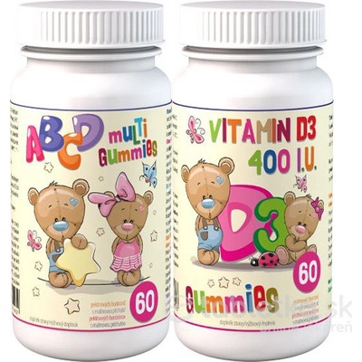 ABCD muLTi Gummies + D3 Gummies Clinical 1+1 pektínové bonbóny s malinovou príchuťou 2x60 ks